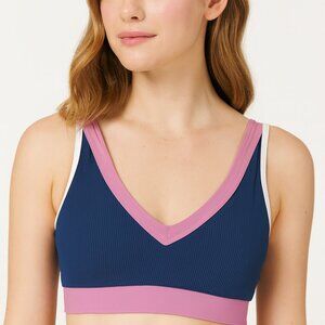 NWT L*Space Lala Colorblock Ribbed Bikini Top Blue/Pink/White – Women’s XS